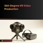 360 VR Video Production Services displaying spherical camera array in neon lab by daWorld