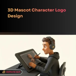 3D Mascot Logo Design wireframe and render in neon noir style by daWorld