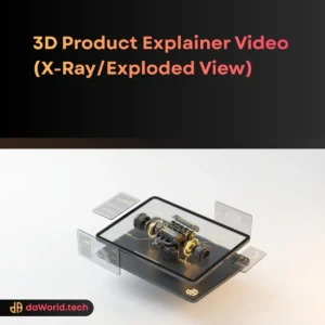 3D Exploded View Animation of a complex turbine engine in neon noir style by daWorld