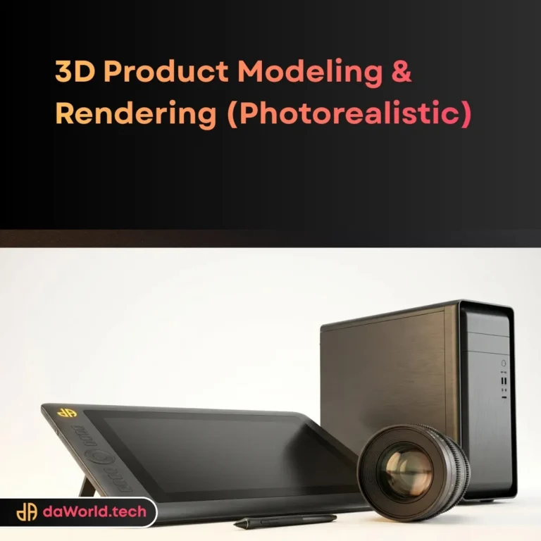 3D Product Rendering Services wireframe to final render in neon noir style by daWorld