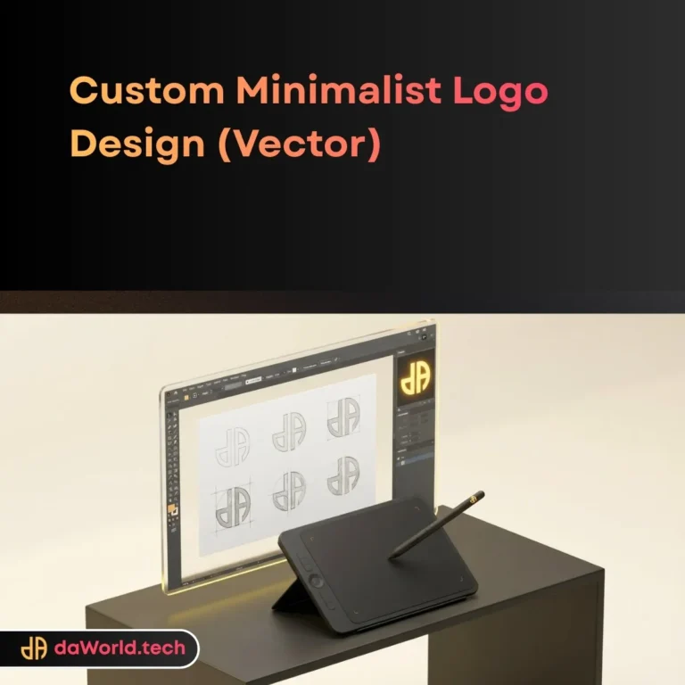Minimalist Vector Logo Design schematic in neon noir style by daWorld