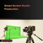 Professional green screen cyclorama studio with cinematic lighting grid and camera rig by daWorld Green Screen Video Production