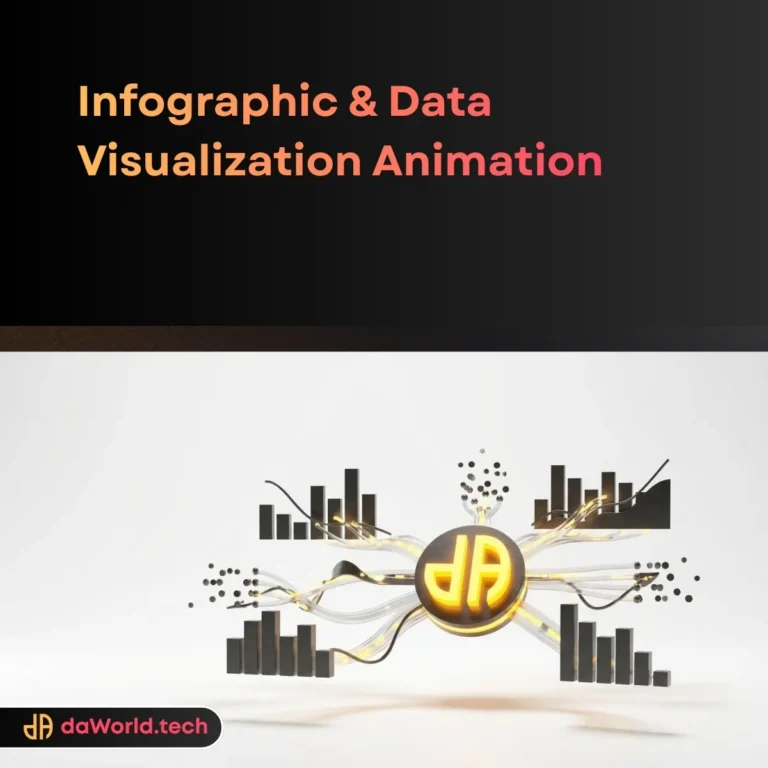 Animated Data Visualization Services dashboard in neon noir style by daWorld