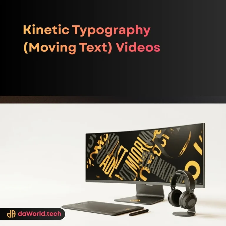 Kinetic Typography Video Production interface in neon noir style by daWorld