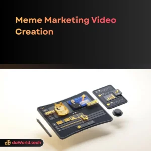 Meme Marketing Video Creation holographic interface in neon noir style by daWorld