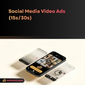 Social Media Video Ads performance dashboard in neon noir style by daWorld