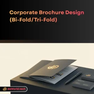 Corporate Brochure Design interface in neon noir style by daWorld
