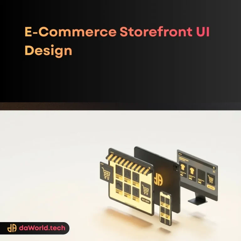 E-Commerce UI Design Services interface in neon noir style by daWorld