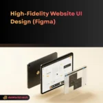 High-Fidelity Website UI Design interface in neon noir style by daWorld