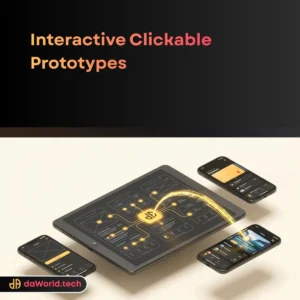 Interactive Clickable Prototype Services interface in neon noir style by daWorld