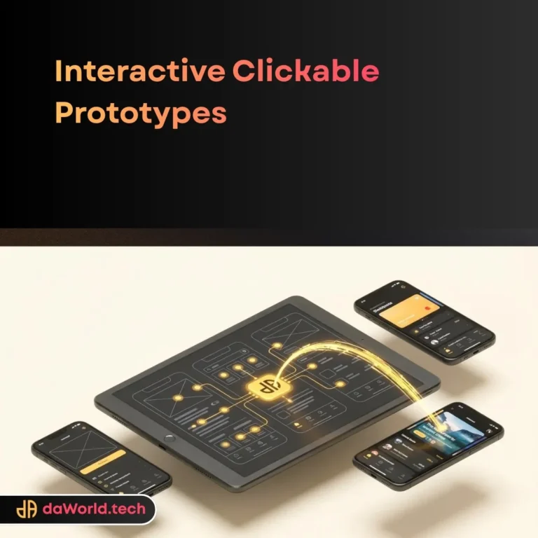 Interactive Clickable Prototype Services interface in neon noir style by daWorld