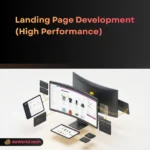 High Performance Landing Page Development interface in neon noir style by daWorld