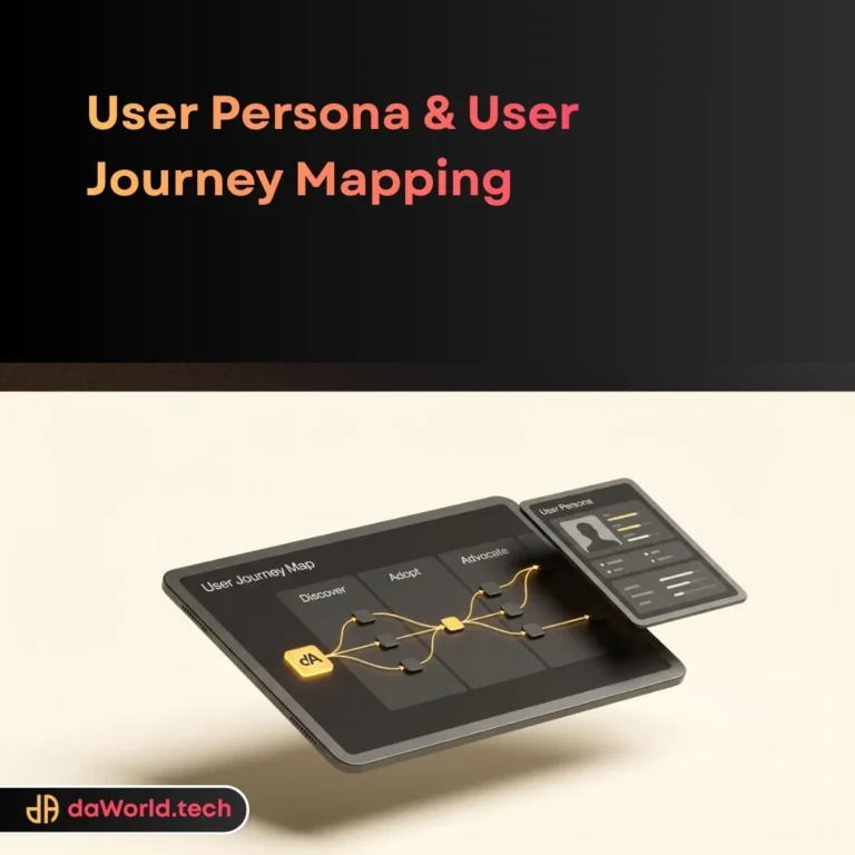 User Journey Mapping flowchart in neon noir style by daWorld