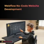 Webflow Development Services interface in neon noir style by daWorld