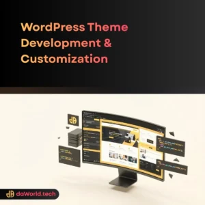 Custom WordPress Theme Development interface in neon noir style by daWorld